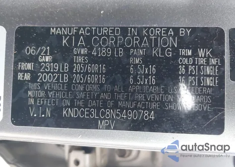 2022 Kia Niro Ex Premium z USA, uszkodzony, nr VIN KNDCE3LC8N5490784